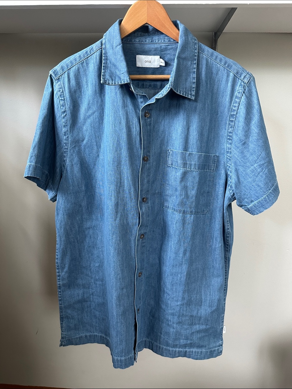 Men’s ONIA shirt 100% Cotton Denim Button Front Shirt | Size M
